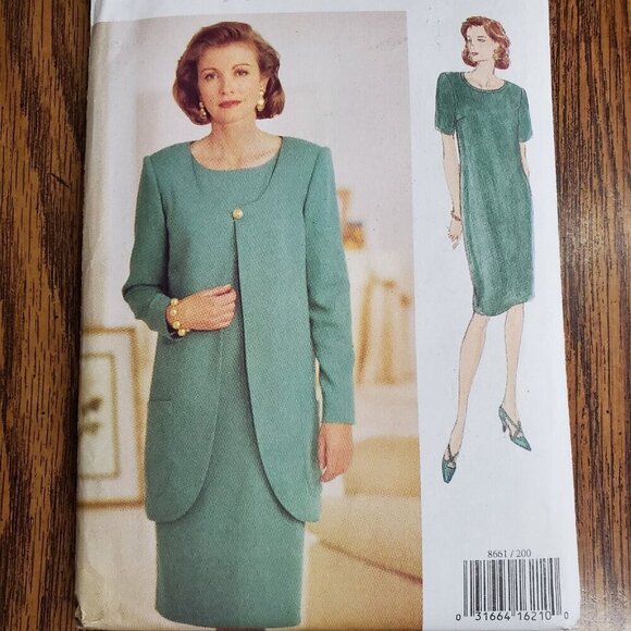 90s Vogue Pattern V8661 Below Hip Jacket Loose Fit Below Knee Dress 20 22 24 - Picture 1 of 3